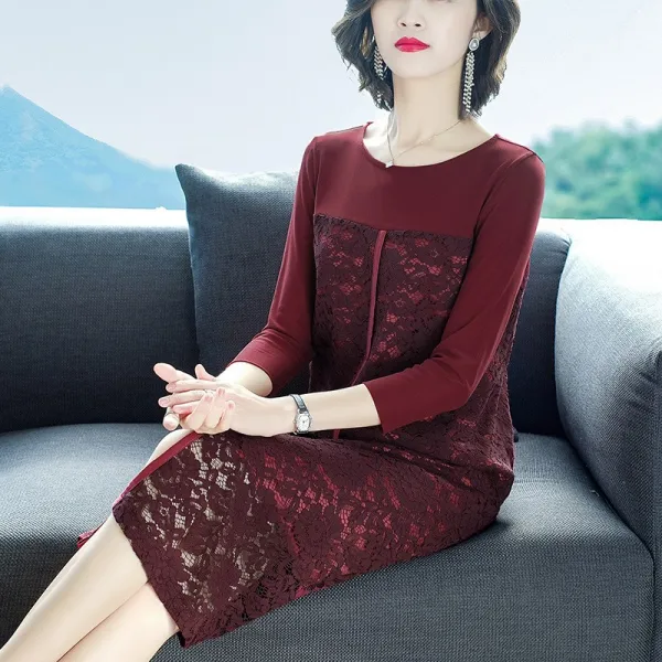 블랙바바 여성 순색 레이스 롱원피스 빅사이즈a101832