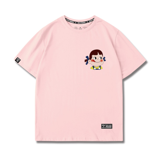동셀링 면반팔티셔츠 코튼반팔티셔츠 페코포코 연명 여성 애니메이션 큐티 소 젖 누이동생 커플룩 플라워 프린트 와이드 루즈핏