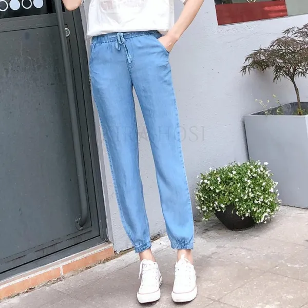 Kirahosi 봄 가을 여학생 허리밴딩 데님 소시지 하렘 바지 +덧신 증정 Mc87kvz