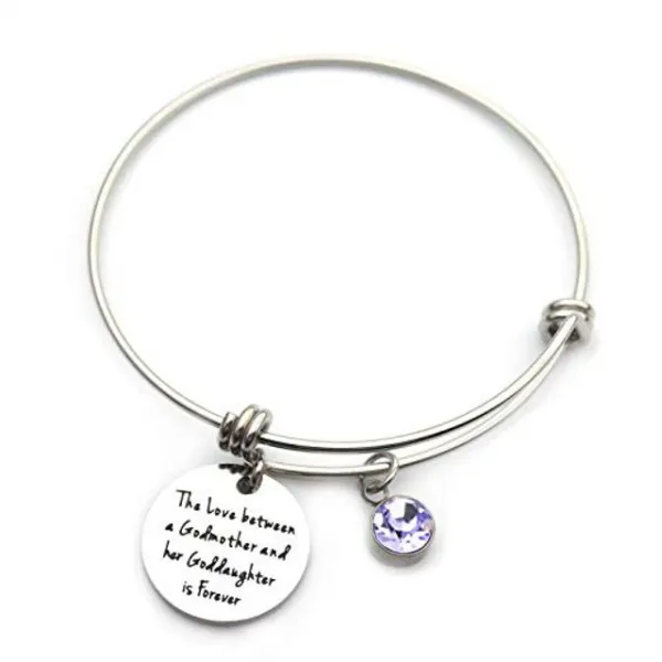 [해외]ZUOPIPI Godmother Bracelet 탄생석을 가진 생일 Goddaughter 보석 선물 대모와 그녀의 Goddaughter 사이 사랑은 영원하다