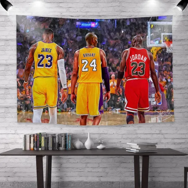 NBA 침실 거실 다용도 인테리어 포스터 현수막 마이클조던 커비 커리 패브릭포스터 벽장식 커튼, 세 명의 거물