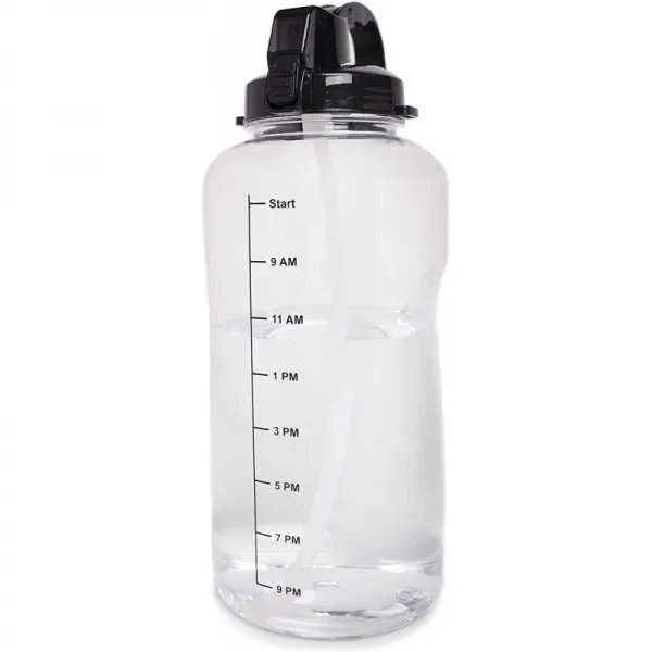 빨대가 포함 된 1 갤런 (128oz) 물병-매일 1 갤런의 물을 섭취하도록 동기 부여 시간이 증가합니다. 수화