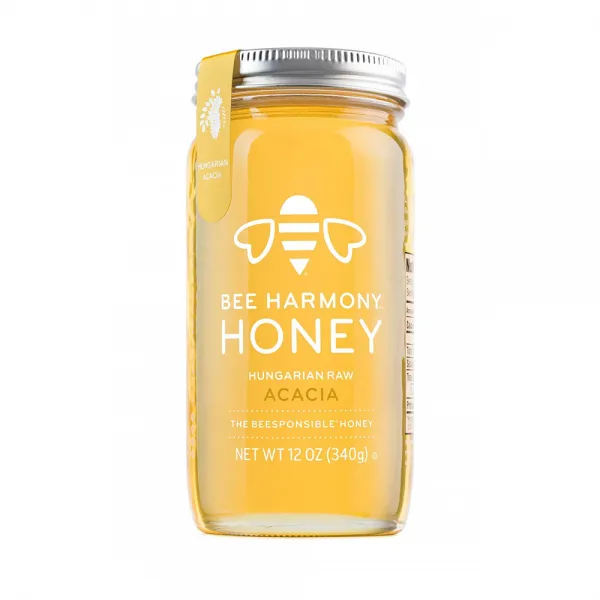 비하모니 Bee Harmony Hungarian Raw Acacia Honey 헝가리안 러 아카시아 허니 12oz (340g), 340g, 1팩