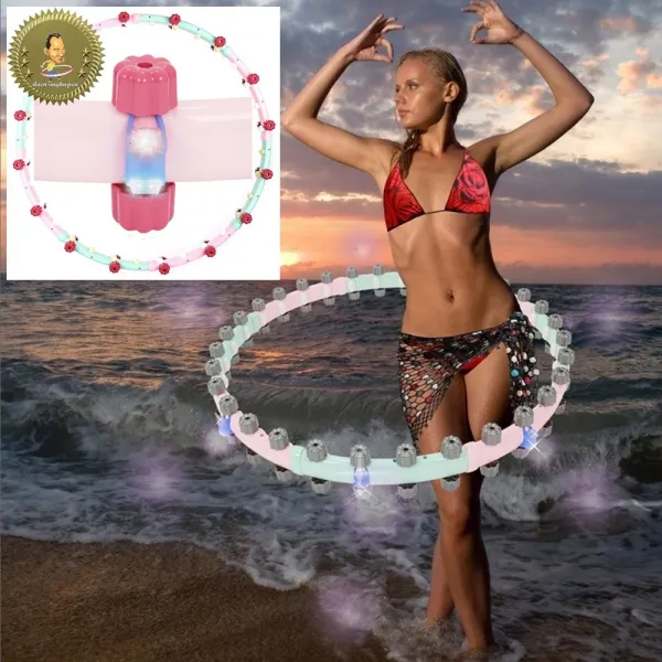 (MBC편애중계 결승진출 15일방영) LED파티 댄싱훌라후프2.55kg32볼,LED8개부착, 핑크/그린 투톤칼라, 1개