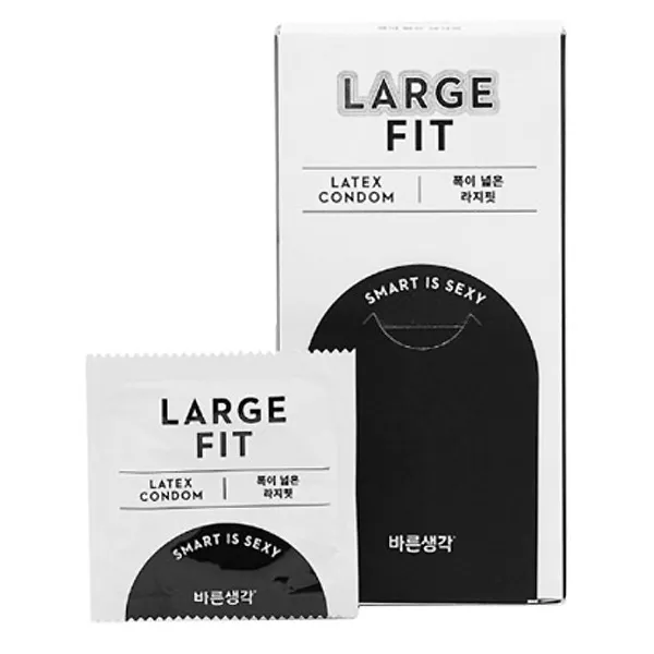 바른생각 라지핏 LARGE FIT 10P 바른생각콘돔 돌기형 도트형 돌출형 라텍스콘돔 초박형콘돔 울트라씬콘돔 극초박형콘돔, 12개입, 1개
