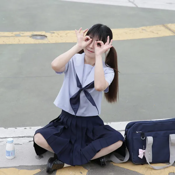 마멜뷰 일본 교복 코스프레 스쿨룩 현물물무본분 무본여름물빛관서식 세일러상의 정통