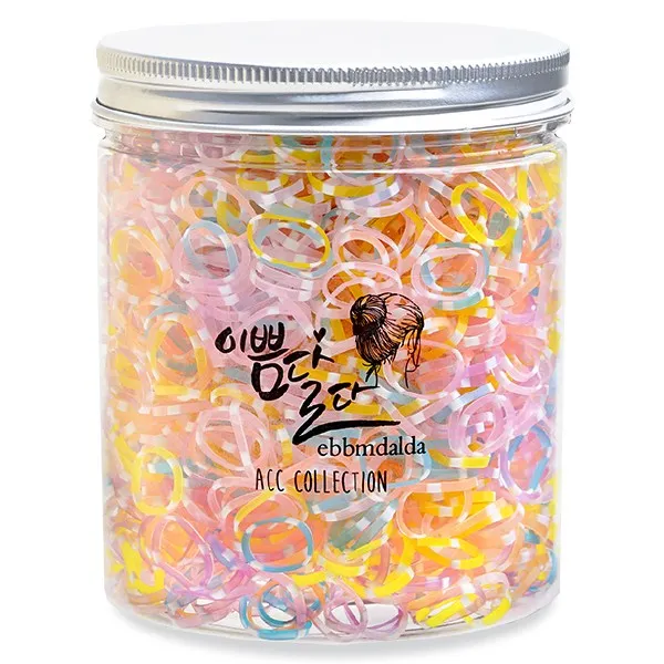 이쁨달다 팅클밴드 아가용 꽁지머리 틴케이스 칼라헤어끈 틴틴밴드 칼라고무줄 100g