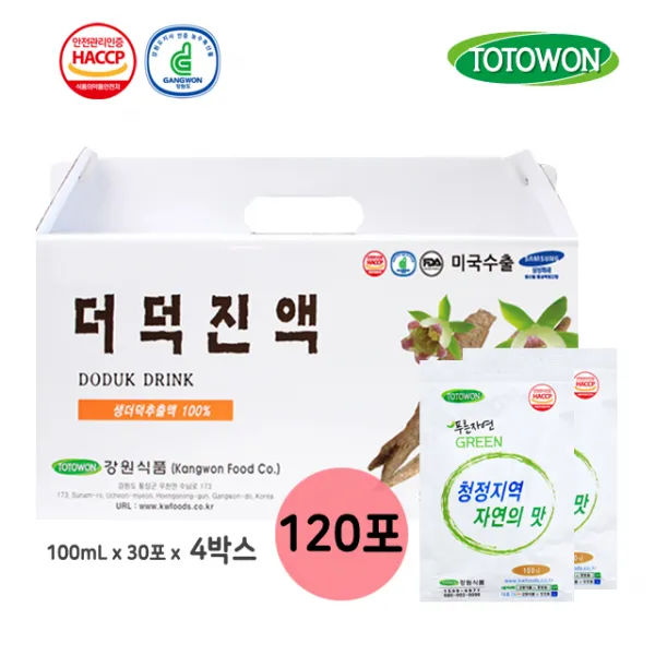 강원식품 더덕진액 4박스 120포 120개 100ml