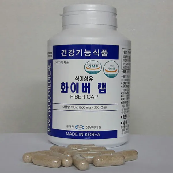 가나다쇼핑 화이버캡 식이섬유 캡슐형태 배변활동원활 차전자피 화이버 대변 배변 200캡슐 500mg