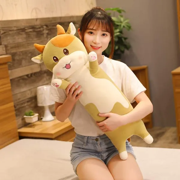 소 남성 여성 생 타입 침대위 큐트 수면 다리 받침 바디필로우 롱큐션 봉제인형 피규어 허그 곰, 130cm 오리지널제작 디자인 지퍼, 큐티 초기 자금 군녹색 색깔