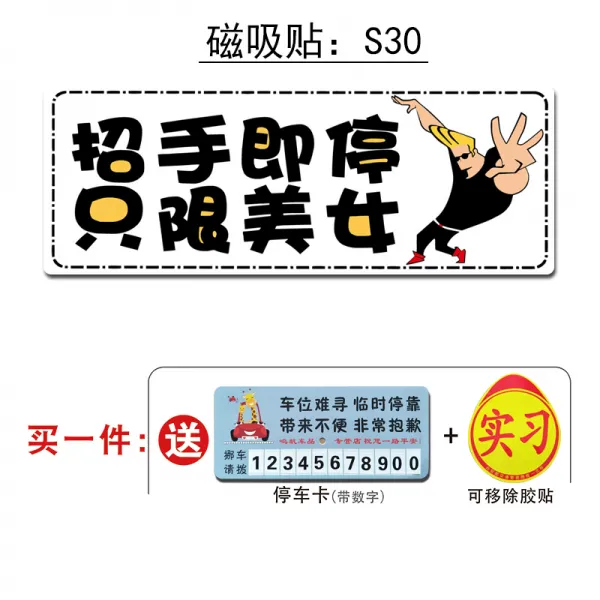 마그네틱 풋내기 운전 역광 개성 크리에이티브 여성 운전자 자동차 통일 인턴차 스티커 부착, S30스티커