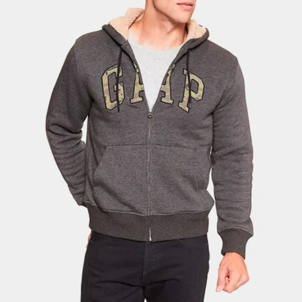 갭 셰르파 라인 로고 울프죠 집업후드 GRY CAMO