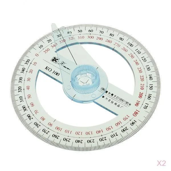 STK2Pcs 360도 각도 플라스틱 측정 100mm 직경 각도기 스윙 암