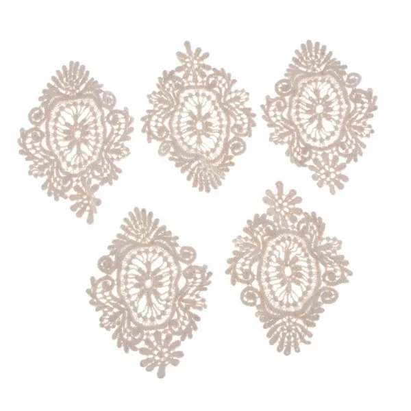 Fwt 의류 장식을위한 5 조각 자수 꽃 패치 아플리케 N002