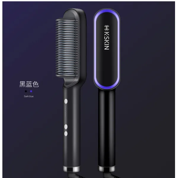벼 김 스트레이트 브러쉬 자스테레이트 헤어 봉 고대기 직권투웨이 판겹내부 단추 슬립 소형 부목, 업그레이드 KD380 블랙 블루 직권