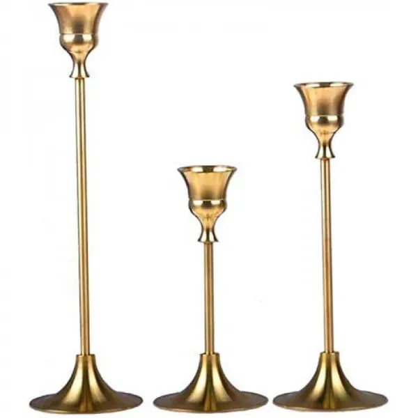 Vinciganant 냉소적 인 금속 촛불 샹들리에 장식 생활 테이블 촛불 홀더 결혼식 파티 골드 빈티지 1 단일옵션