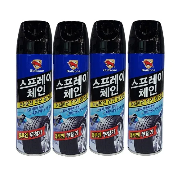 1+1 불스원 고성능 스프레이체인-500ml 스노우체인 사슬체인 눈길방지 미끄럼방지 겨울용품 레인OK, 4개, 500ml