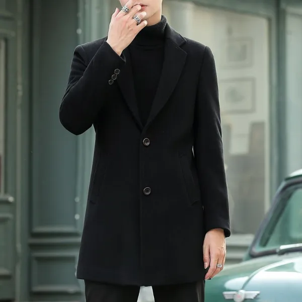 법파 양털 남성 양면 나사 하프반코트 모직 남자핏코트