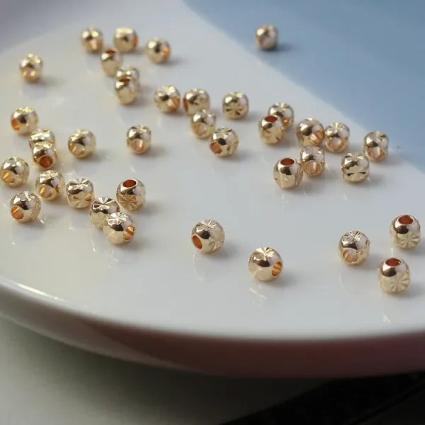14K 도금 보색 사면 플래시 꽃을 자르다 원각방 구슬 DIY 팔찌 목걸이 수제자료 산주 50톨