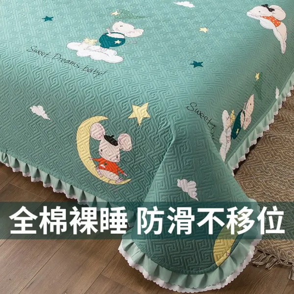 사다나(SADANA) 다다미 빅 온돌 뚜껑 쓰리 스카이 겹 퀼트 애니메이션 큐트 순면 코튼 스프레드패드 단건 여름 풀패딩, 밀보릿자루 핑크