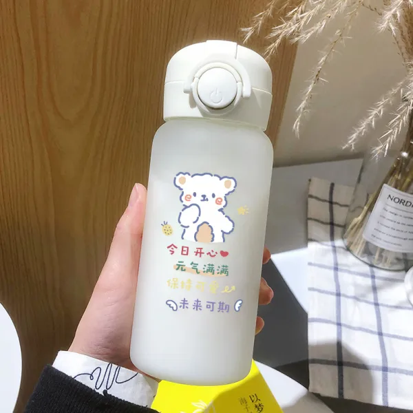 유리컵프린트 빨대 배 물컵 여름 계절 여성 큐트 휴대 한 심플 인싸템 고안치 4434259404, 미래 곰어 그나마 기대가 되 /500