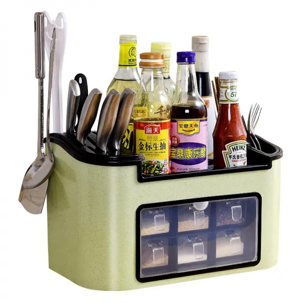 사이클영 수납 향료 식염 집합 선반 조미료 식합 케이스 체크 멀티 양념 주방 업그레이드 타입 노르딕 그린 밀재질