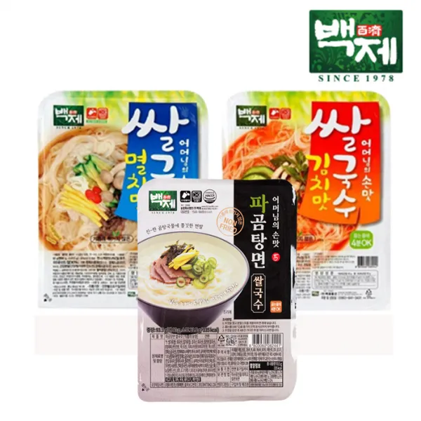 백제 쌀국수 멸치맛10개+김치맛10개+파곰탕면10개_어머님의 손맛, 30개, 92g