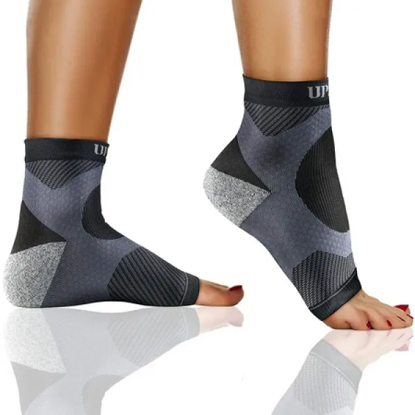 upella plantar fasciitis 양말 발목 압박 소매 버팀대 남성과 여성을위한 양말. 아치 및 뒤꿈치 박차, Grey