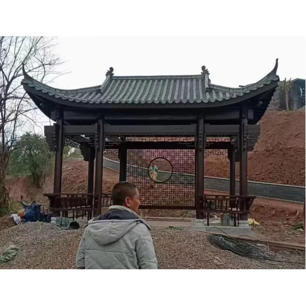DIPYLON 야외정자 제조자 맞춤 방부목 정자 야외정원 육팔각 2층 간이빌라 차양 원목 고건정, 옛적에 물가의 정자를 세우다