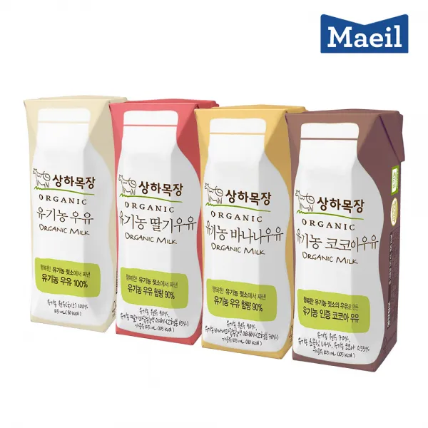 상하목장 유기농 우유4종 125ml x 16팩/흰우유 4팩+딸기 4팩+바나나 4팩+코코아 4팩, 125ml 혼합, (흰우유+딸기+바나나+코코아 각4팩 씩 총 16팩