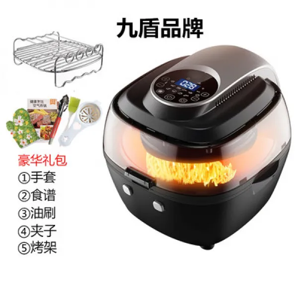 에어프라이어 대용량 가정용 전자동 전기프라이어 자동 뒤섞어볶기 감자튀김기 T01 주둔 6.5리터 볼수있음 액정타입 블랙색