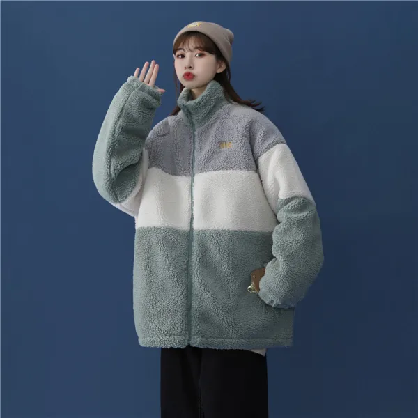 Dec.01 51번 겨울양털 패딩 여 루즈핏에 도톰한 배색의 면 저고리 항풍 차이나 면 겉옷복학생Z