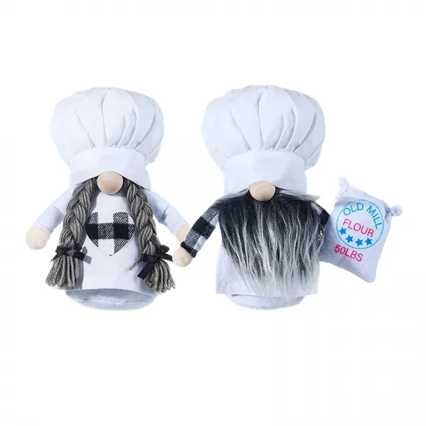 Zcd 박제 인형 북유럽 가정 부엌 장식 발렌타인 드워프 Nisse 서 손수 만든 수염 땋은 요리사 인형 휴일 인형 패브릭 화이트