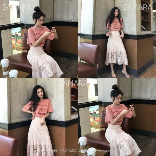 Qterra 특허브랜드 A6612 여자 스커트 망사 레이스 머메이드 스커트 미디