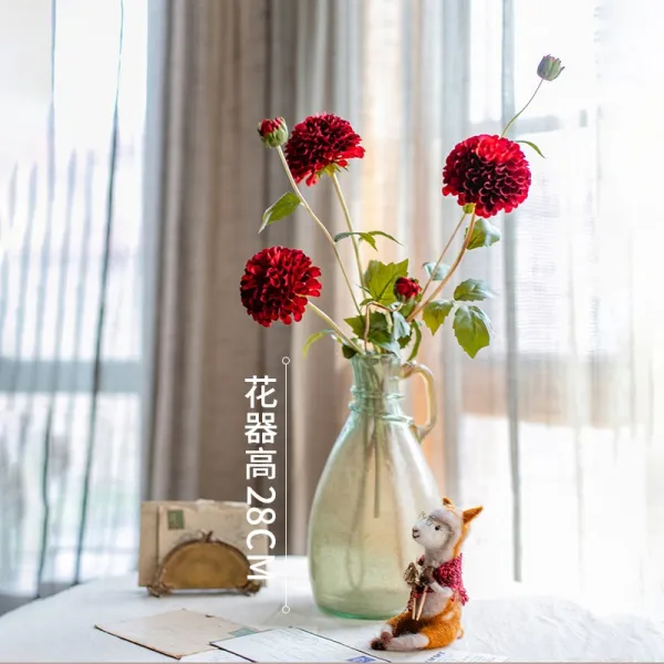 베키를 두 손으로 감싸다 모조꽃 모란 서양 인조 레드 고급 실내 사진 소품, 펄 유리병 _3가지