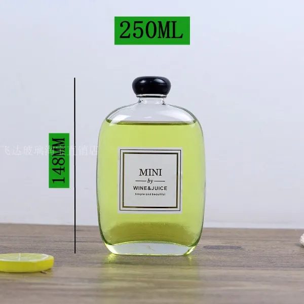 ins 새로운 작은 편주병 반 내장 리치 청매주 원장 백주 휴대용 술주전자, 1, 250투명 블랙 덮개 10오직 가방