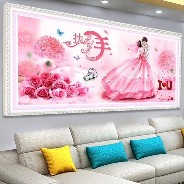 보석십자수 다이아몬드그림 가득한주얼리 너와백년해로 결혼 결혼축하 붙임 십자수 모던 심플 5D주얼리 수놓은, T01-(가득한주얼리)120*50cm둥근드릴/드릴 많은 30/증정 2개 공구