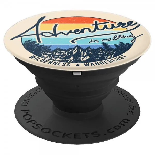 어드벤처가 전화를 걸고 레트로 마운틴 방랑벽 PopSockets 그립 및 스탠드를 부르고 있습니다. The Great Outdoors Natur, 단일상품, 단일상품