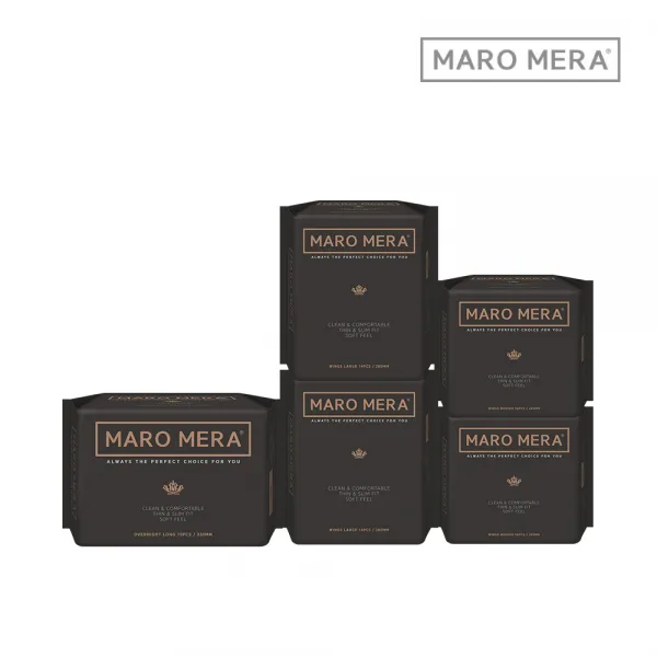 마로메라 날개형 생리대 중형 2팩 + 대형 오버나이트 롱 1팩 1세트