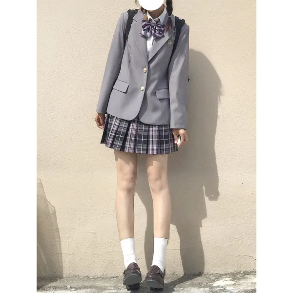 오로라 오리지널제작 오래 전부터 뵙다 하이 긴 소매 여성 교 바치다 JK 유니폼 DK 커플 겨울 가을 그레이