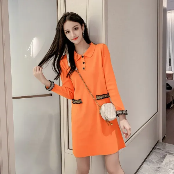 Okseller1 럭셔리 하객룩 트위드 포인트 카라원피스