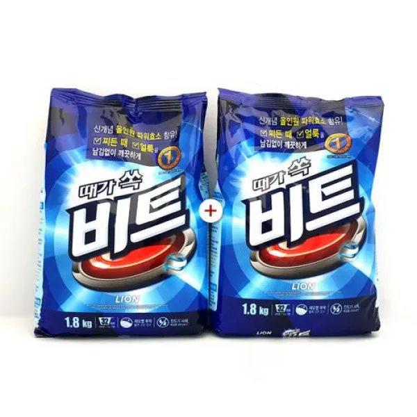 에이스몰 1+1때가 쏙 비트 1.8kg+1.8kg 세탁세제 찌든때 파워효소 1set