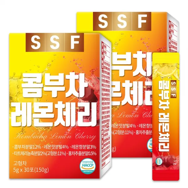 순수식품 콤부차 레몬 체리 분말 스틱 2박스(60포) 스코비 영국산 비타민C 난소화성말토텍스트린, 60개입, 5g