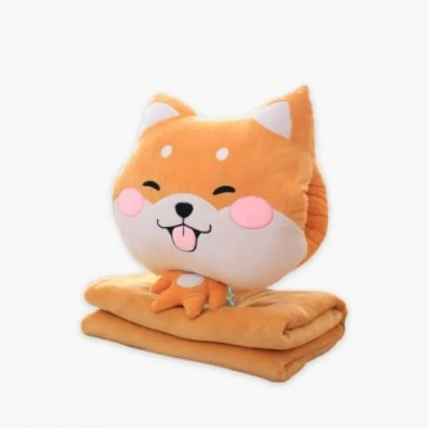 PRO658211강남Style극세사담요/푹신푹신/팔쿠션/시바견담요쿠션/인형담요 목쿠션 애니멀 배개 베게 인형쿠션, 눈웃음 시바견