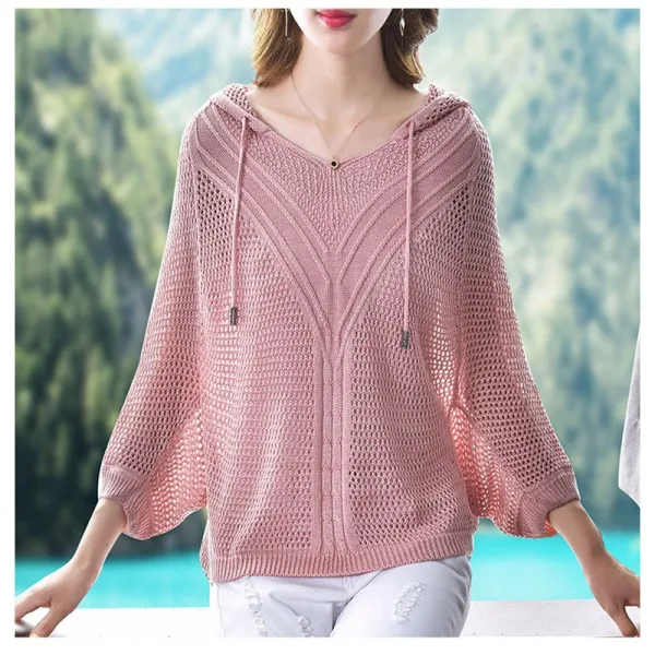 펀칭 후드 나그랑 니트 가오리핏 얇은 간절기 미시 캐주얼 데일리룩 니트룩