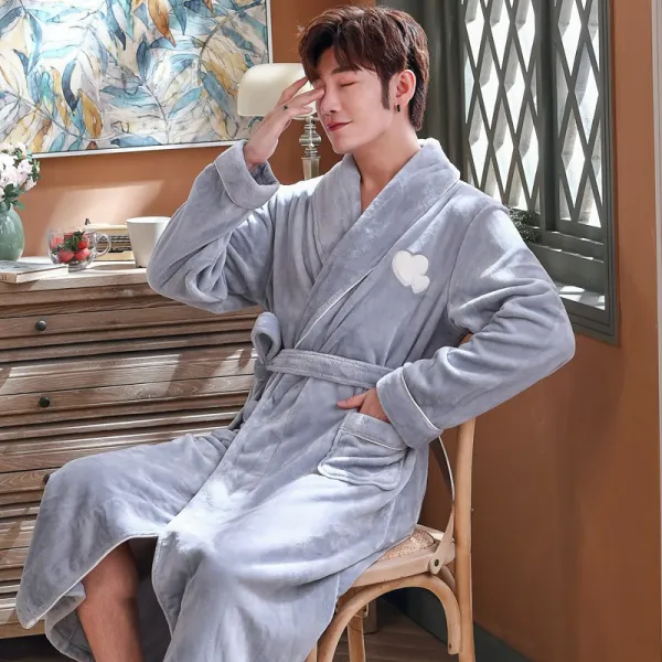 겨울 가을 계절 커플 가운 여성 증후법 플란넬 롱유카타 실내복 홈웨어 잠옷