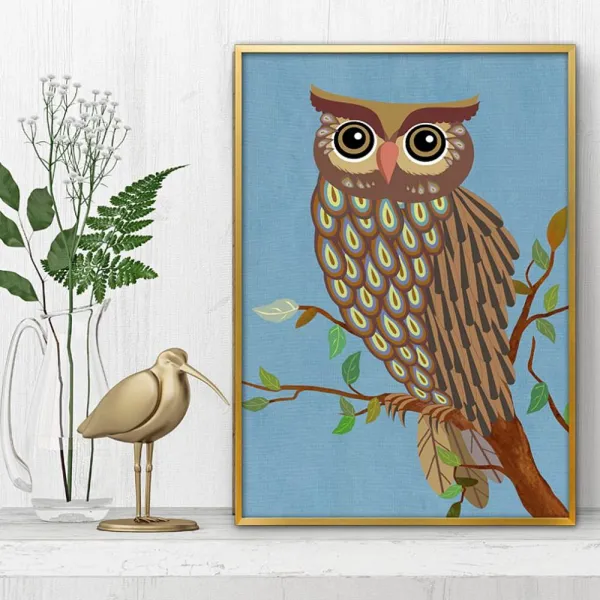 리암 부엉이그림 액자 A3 2OWL2 풍수그림 돈들어오는 인테리어용 명화 서양화