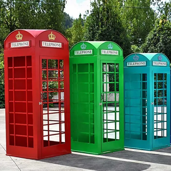 레트로 공중 전화 박스 모형 인테리어 엔틱 소품 장식 Red 1.8m