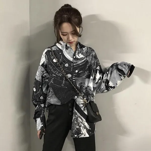 로즈드림 가을 루즈핏 빅사이즈 페턴 블링 셔츠 자외선 차단 휴가 파티19