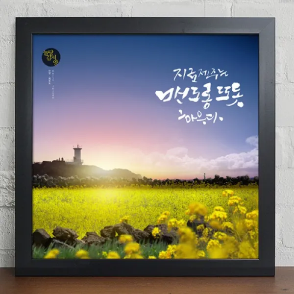 Cy887 유채꽃이가득한제주도_캘리 화이트/C 돌하르방